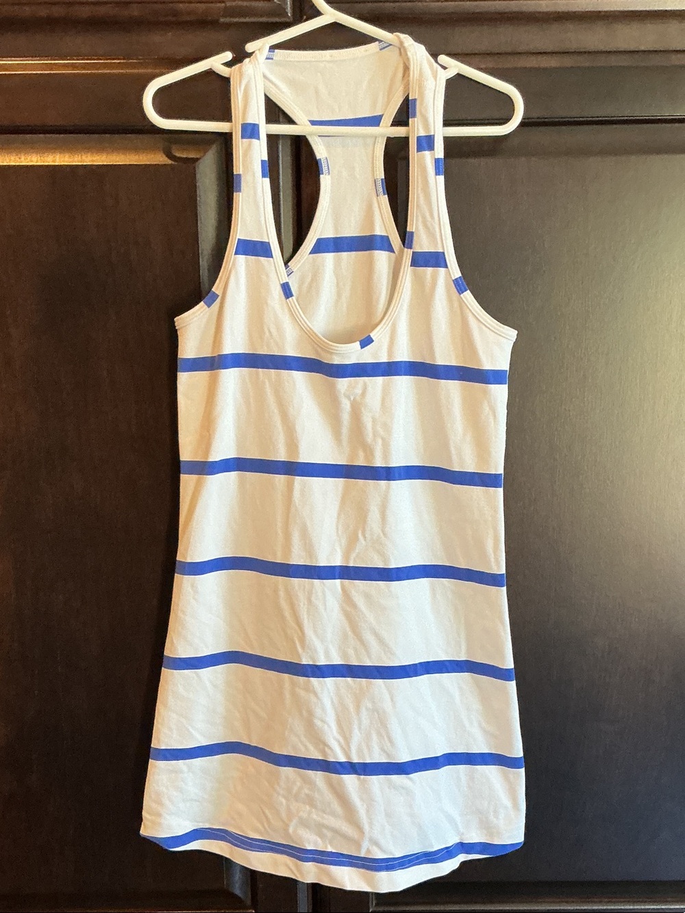 lululemon athletica White and Blue Striped Racerback Dress